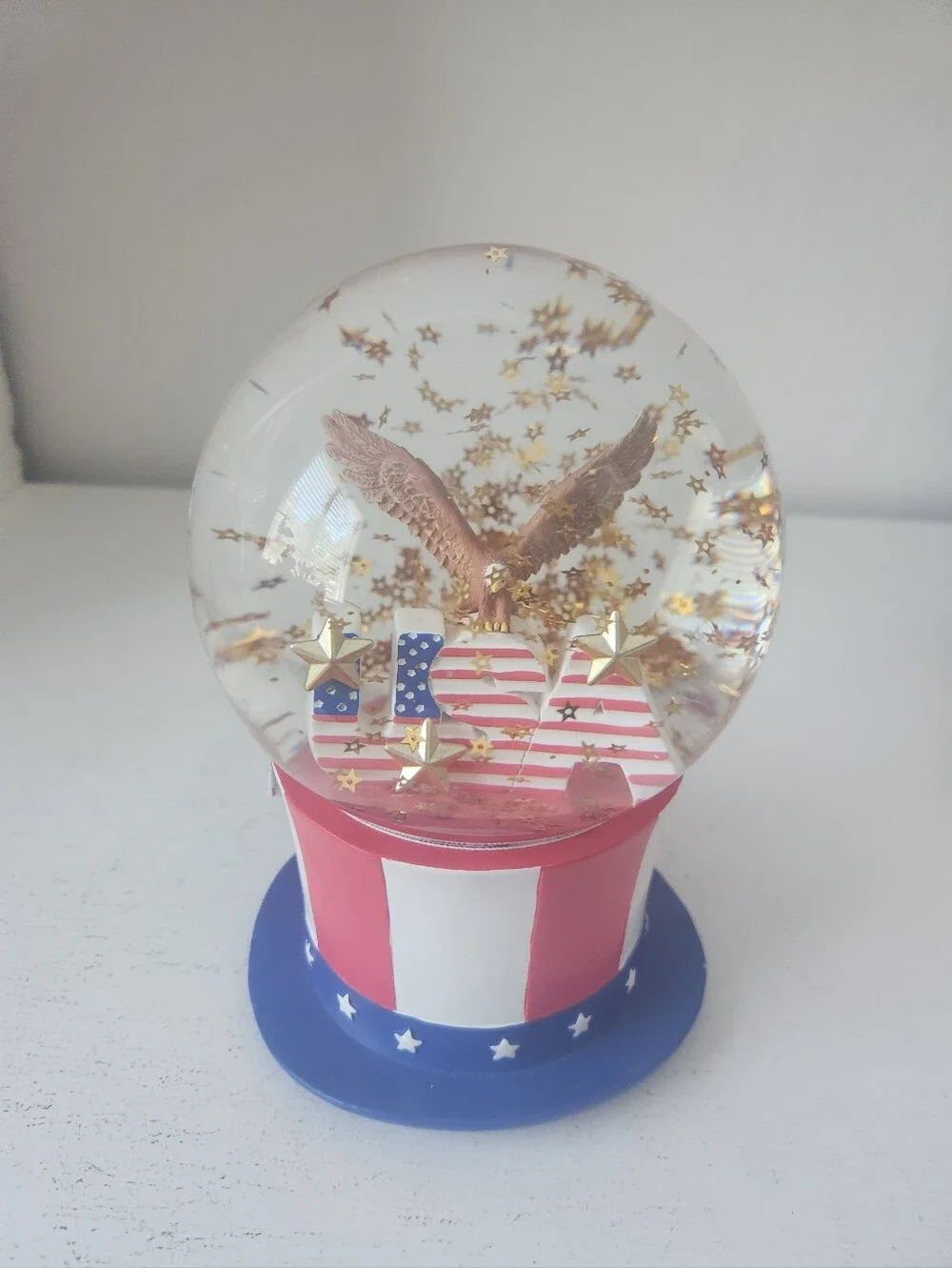 Patriotic Eagle Snow Globe Party Decoration - Red, White & Blue USA